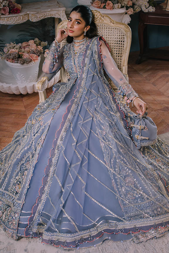 ELAN Wedding Festive Embroidered Net 3Pc Suit EC2-23-08 - House Of Hania