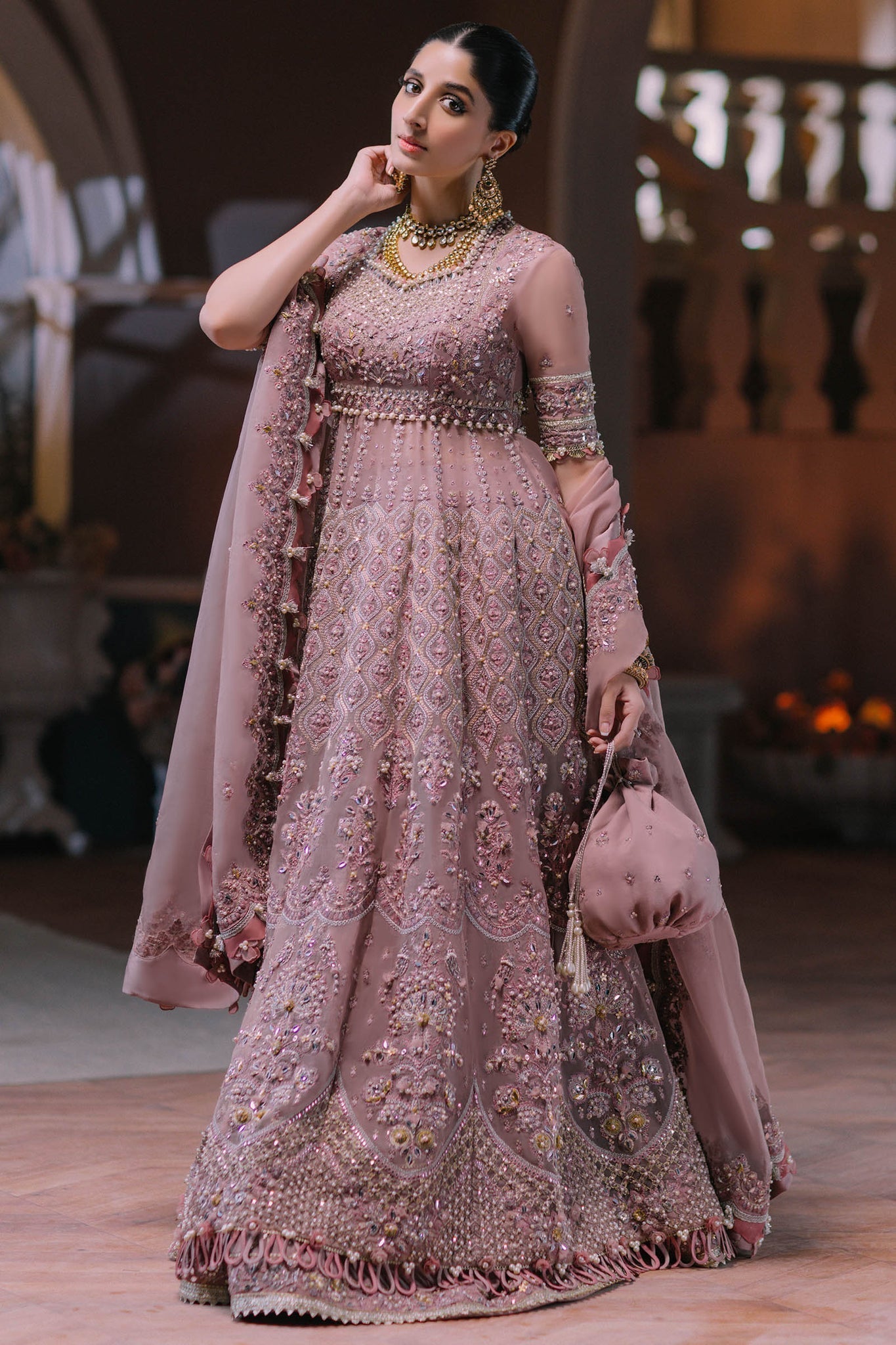 ELAN Wedding Festive Embroidered Organza 3Pc Suit EC2-23-03 - House Of Hania