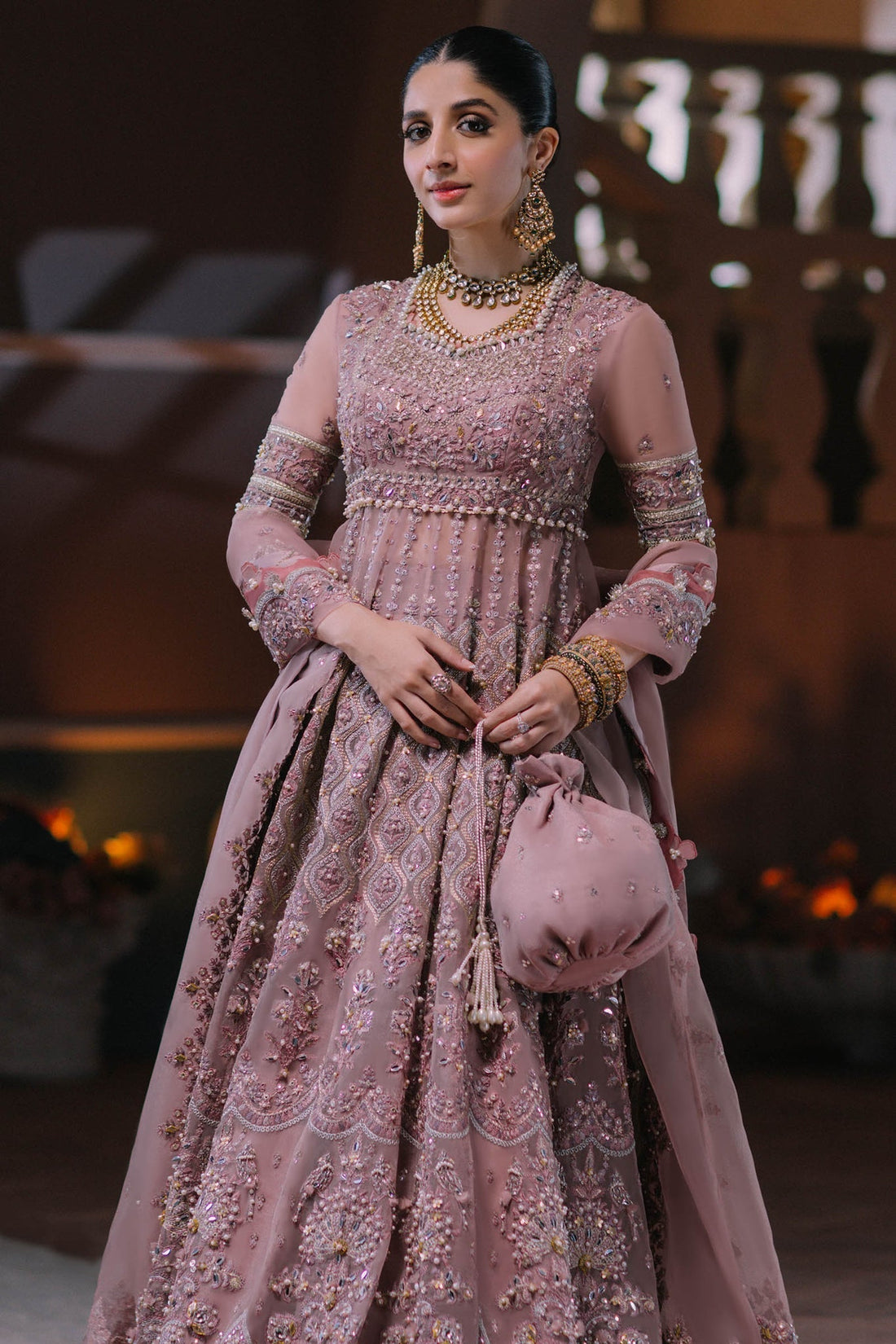 ELAN Wedding Festive Embroidered Organza 3Pc Suit EC2-23-03 - House Of Hania