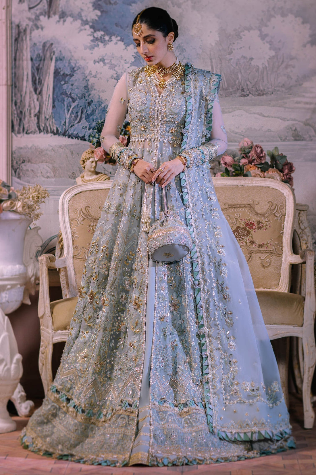 ELAN Wedding Festive Embroidered Organza 3Pc Suit EC2-23-05 - House Of Hania