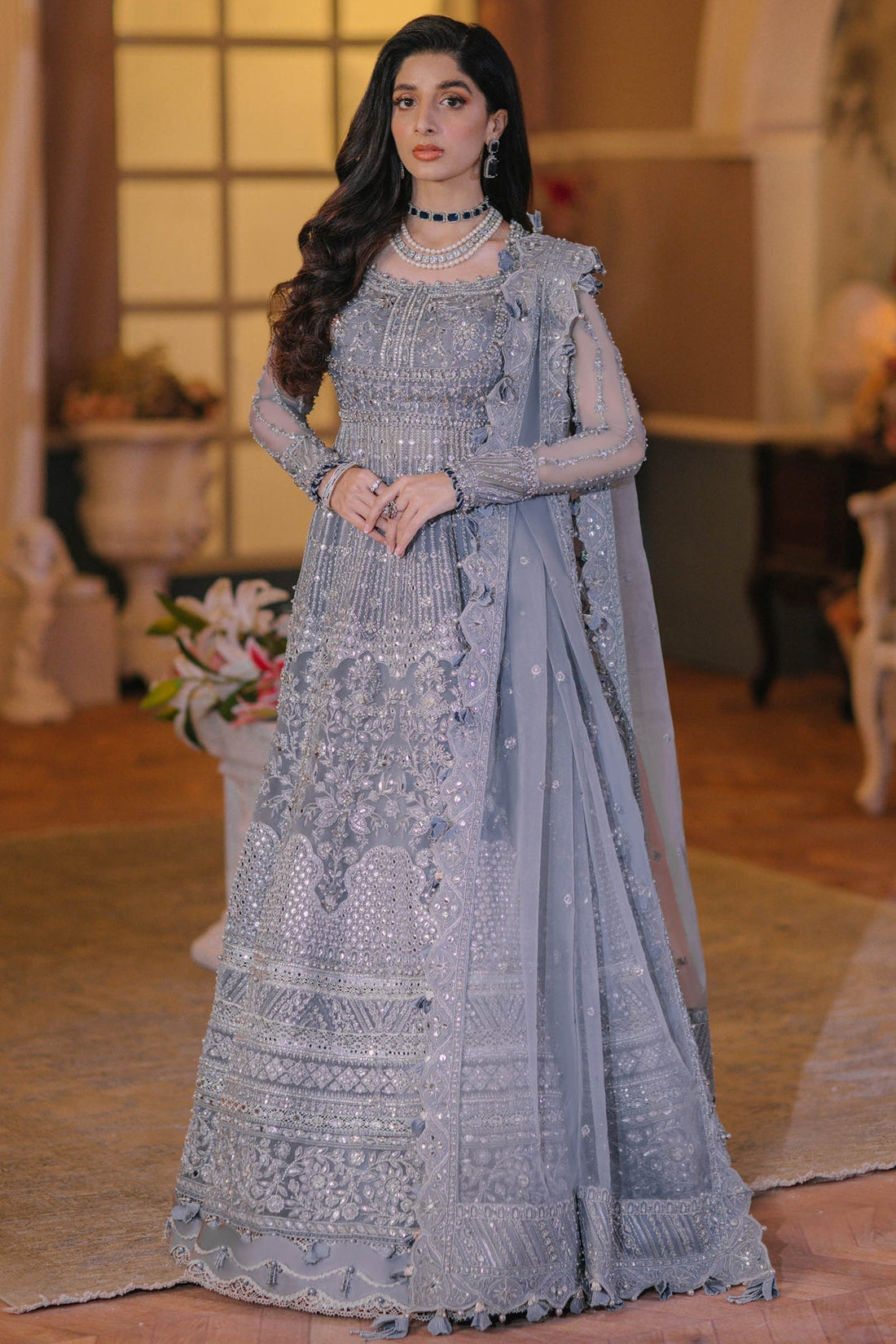 ELAN Wedding Festive Embroidered Organza 3Pc Suit EC2-23-06 - House Of Hania
