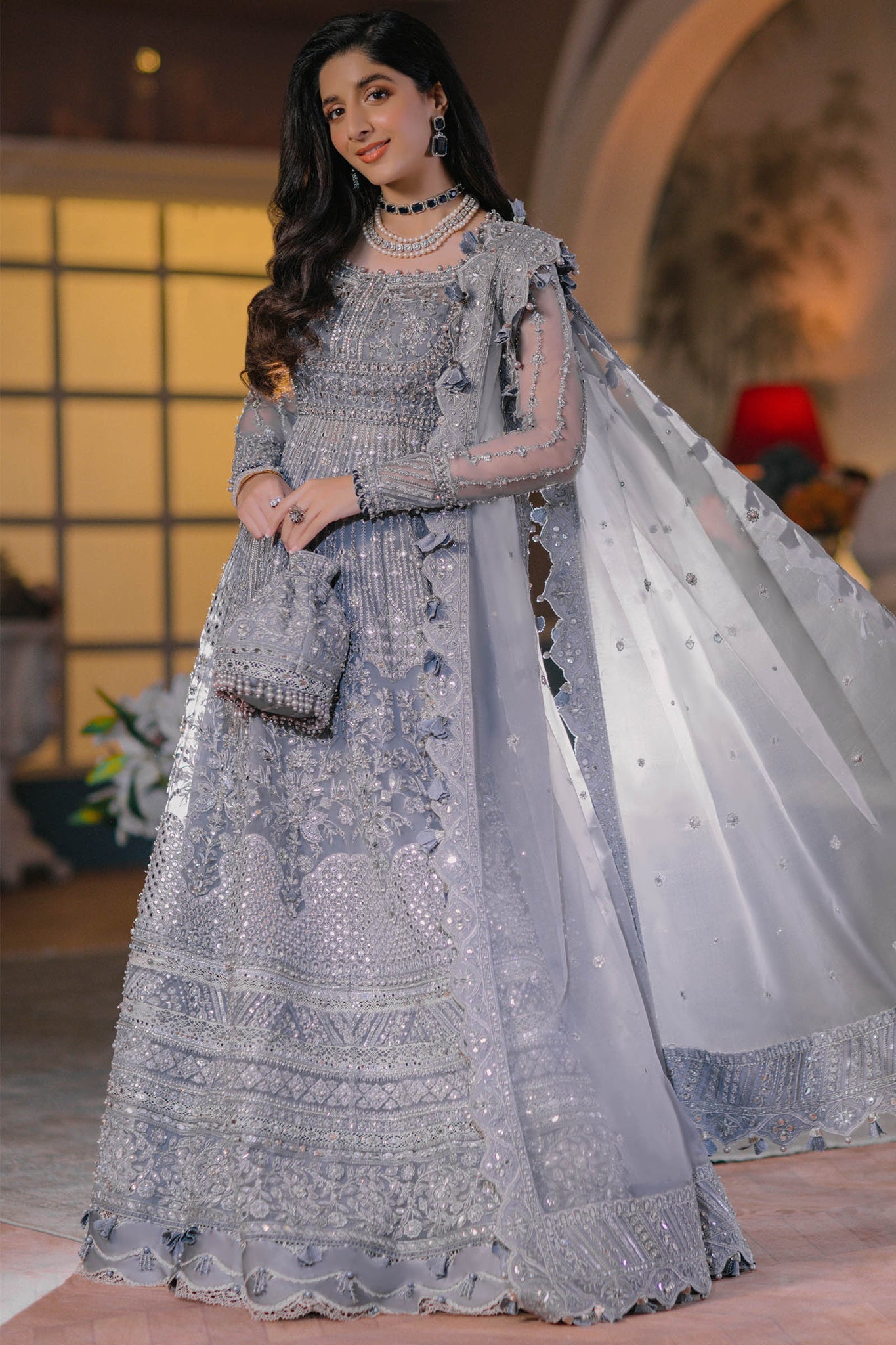 ELAN Wedding Festive Embroidered Organza 3Pc Suit EC2-23-06 - House Of Hania