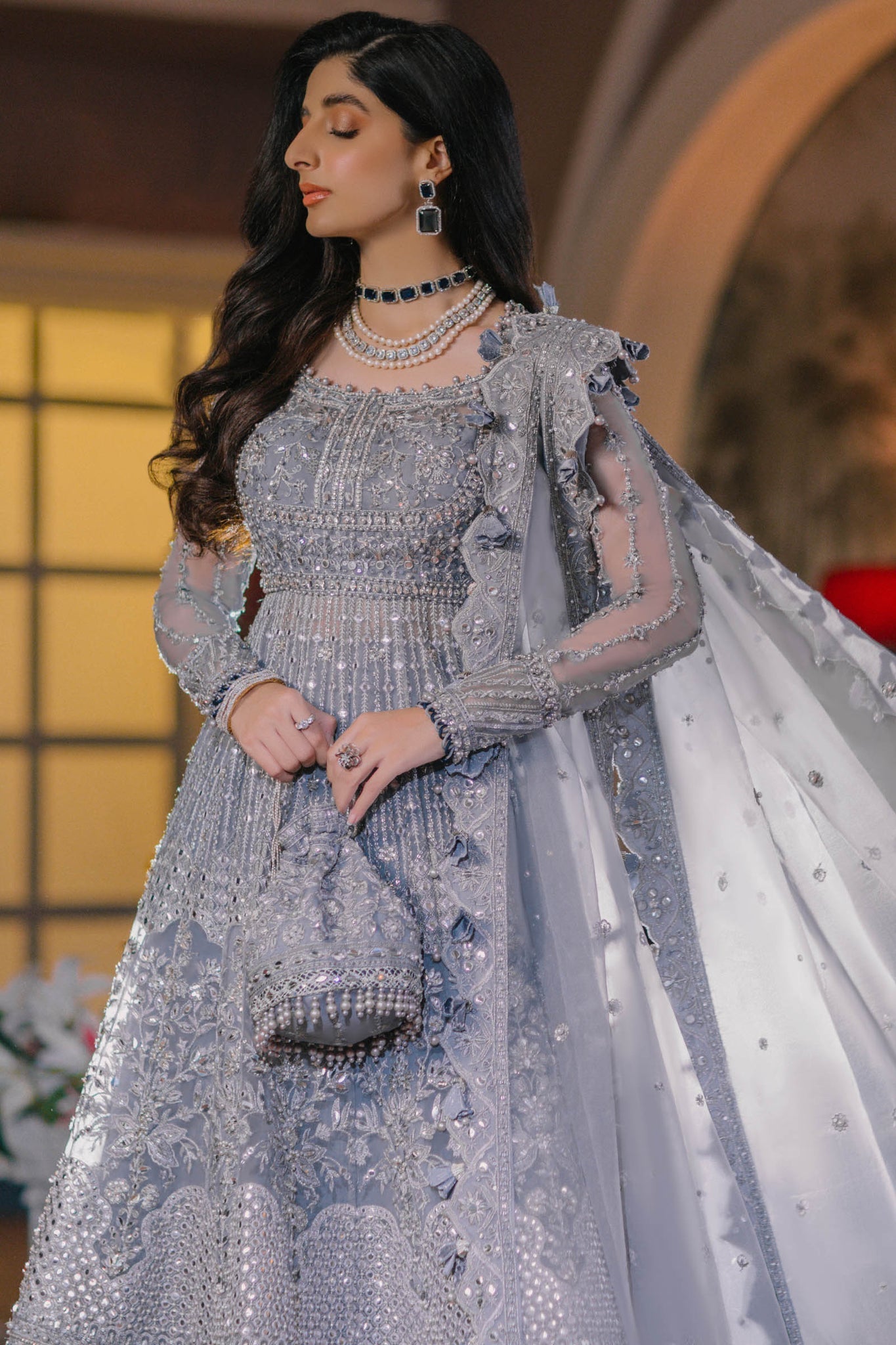 ELAN Wedding Festive Embroidered Organza 3Pc Suit EC2-23-06 - House Of Hania