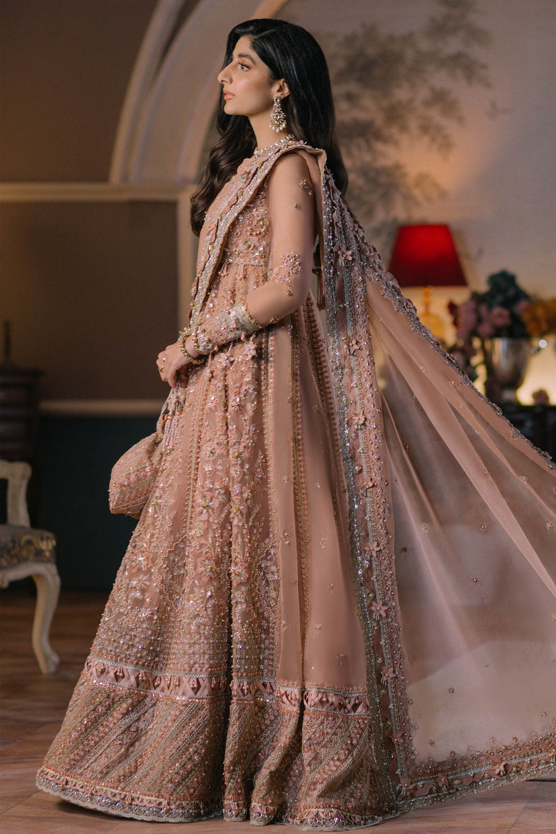 ELAN Wedding Festive Embroidered Organza 3Pc Suit EC2-23-07 - House Of Hania