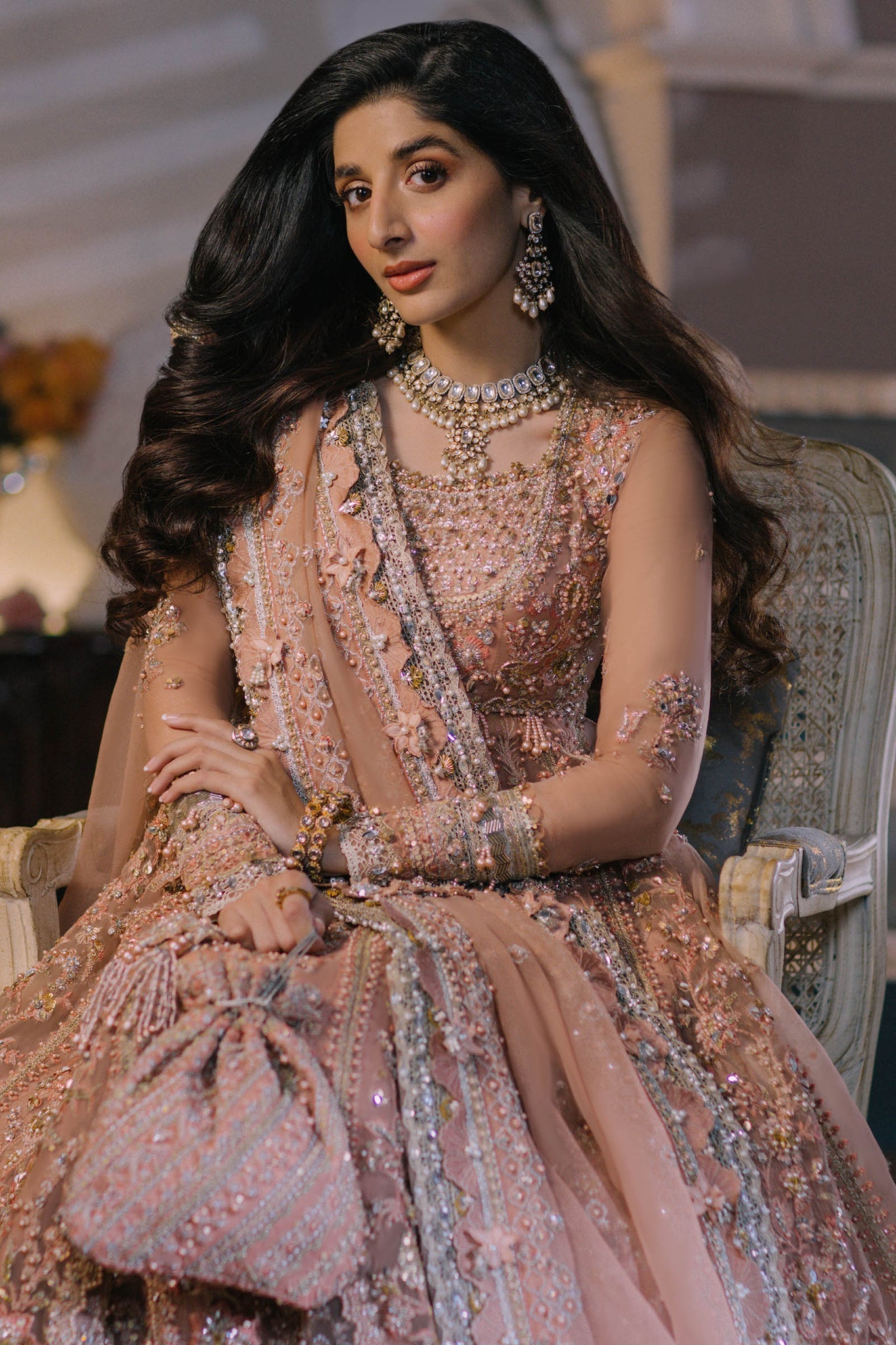 ELAN Wedding Festive Embroidered Organza 3Pc Suit EC2-23-07 - House Of Hania