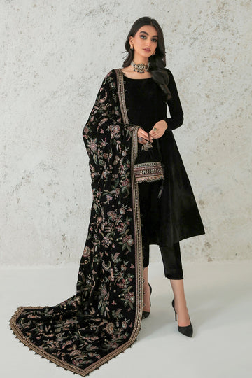 EMBROIDERED VELVET SHAWL VS-33 - House Of Hania