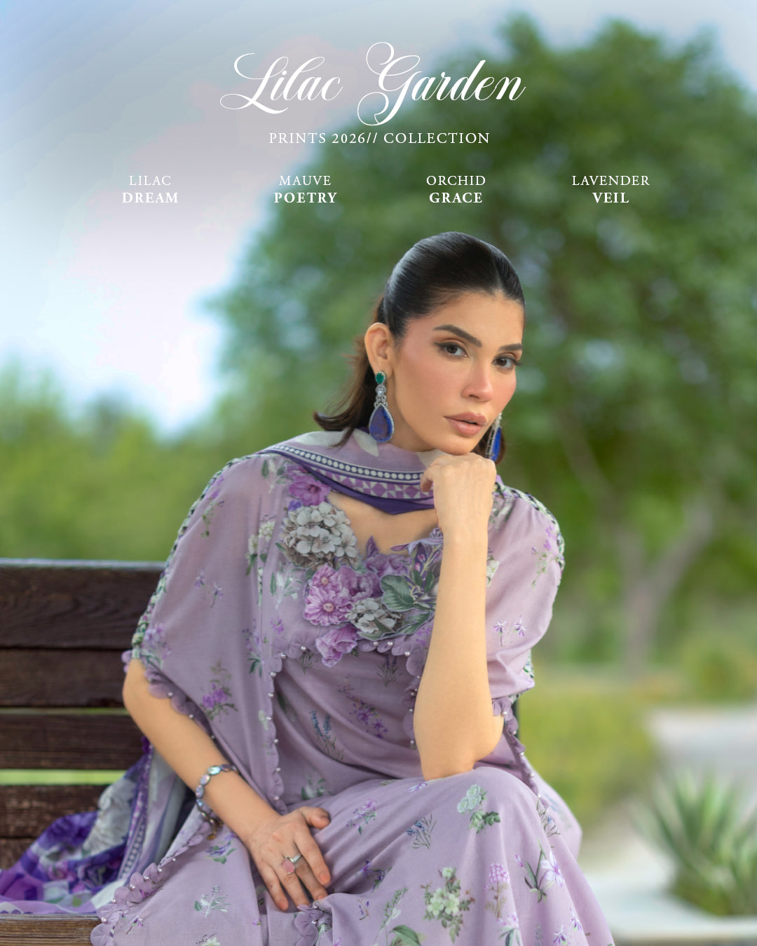 Elaf Premium | Bridgerton Prints 26 | EPB-6A LILAC GARDEN - House Of Hania