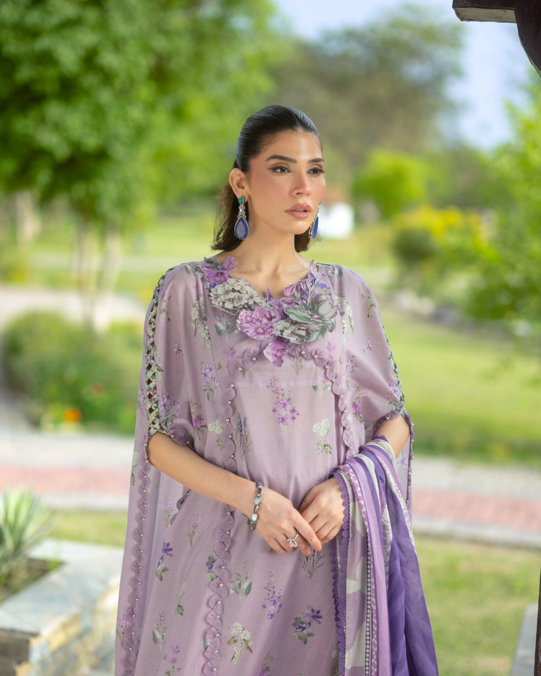 Elaf Premium | Bridgerton Prints 26 | EPB-6A LILAC GARDEN - House Of Hania