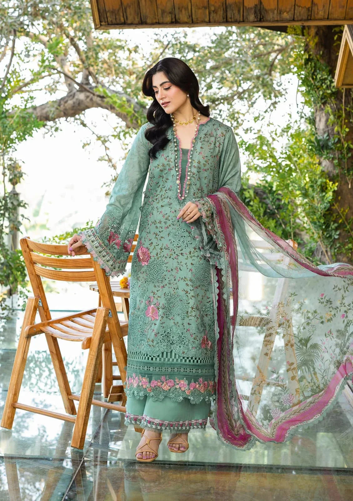 Elaf Premium | CHIKANKARI PRINTS 26 | ERC-4B NAYAB - House Of Hania