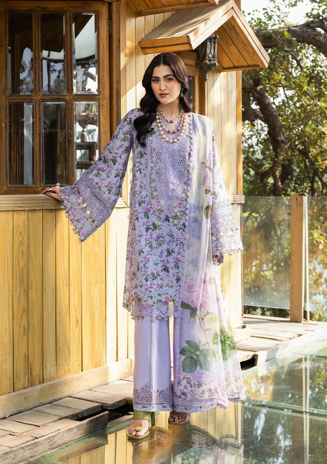 Elaf Premium | CHIKANKARI PRINTS 26 | ERC-6B IRIS - House Of Hania