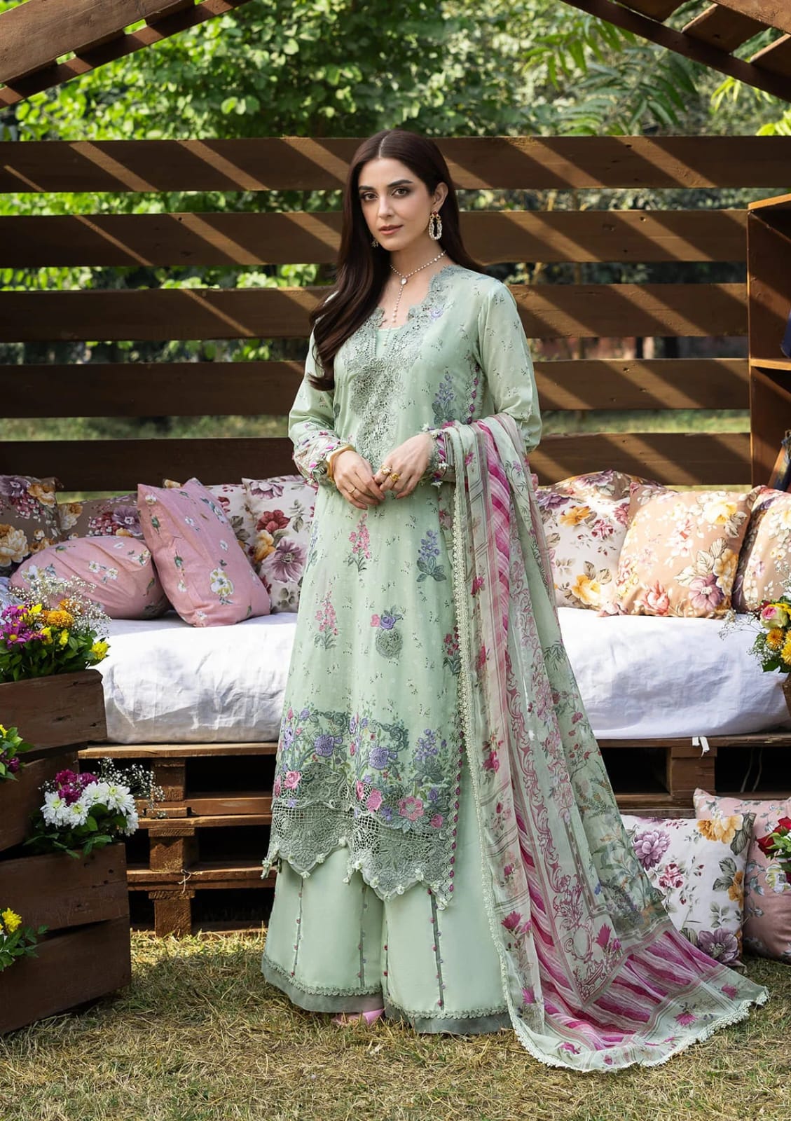 Elaf Premium | CHIKANKARI PRINTS 26 | ERC-7B NAHL - House Of Hania