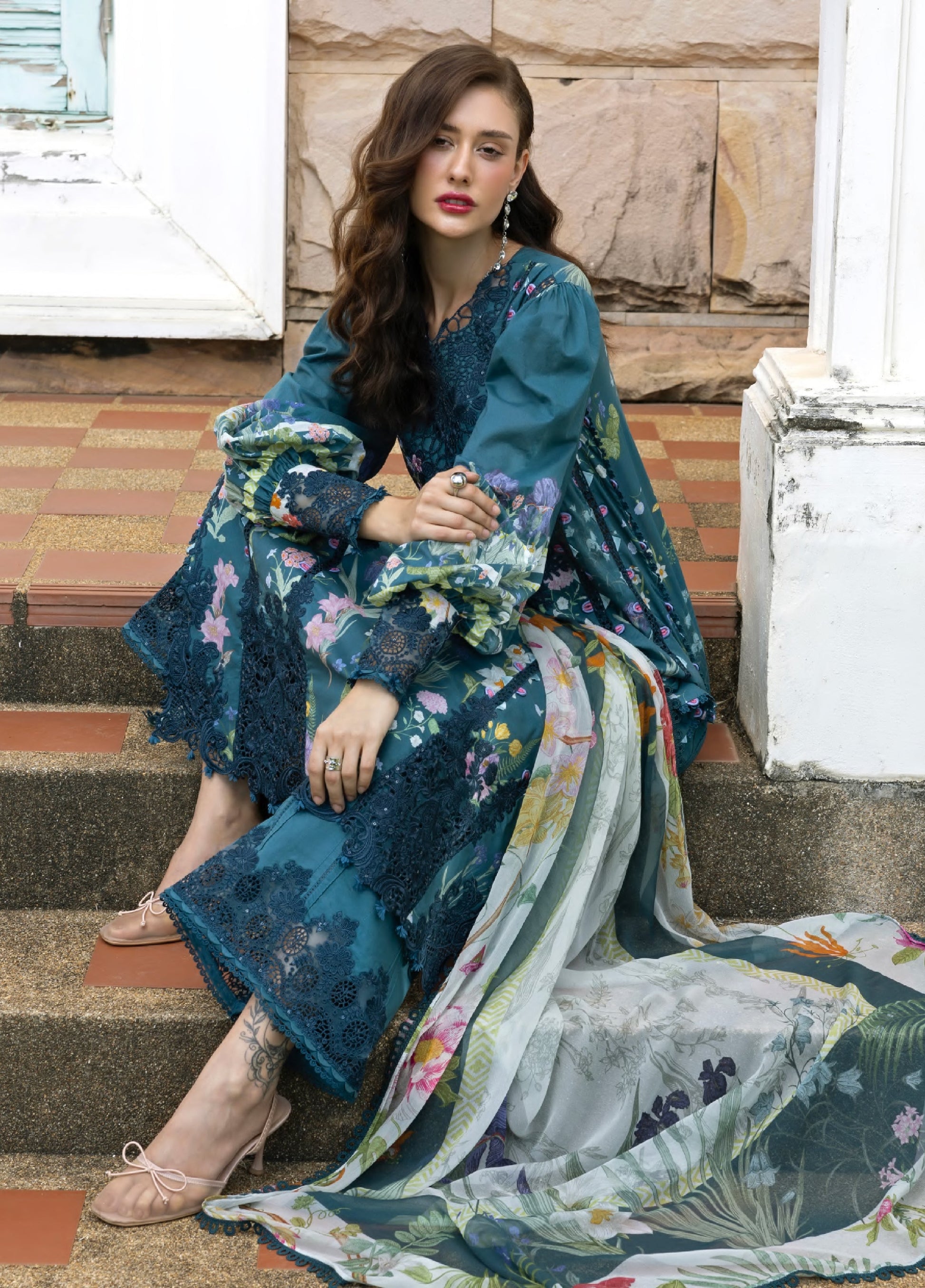 Elaf Premium | Eid Lawn'26 | ESA-5A OCEANA VEIL - House Of Hania