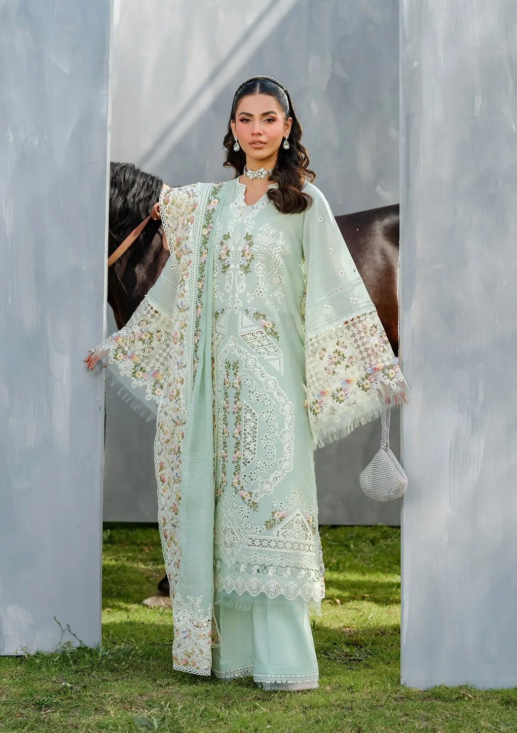 Elaf Premium | Luxury Lawn 25 | ELH-4B FROSTEL - House Of Hania