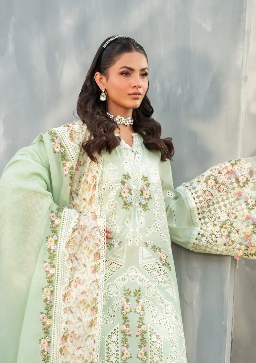 Elaf Premium | Luxury Lawn 25 | ELH-4B FROSTEL - House Of Hania