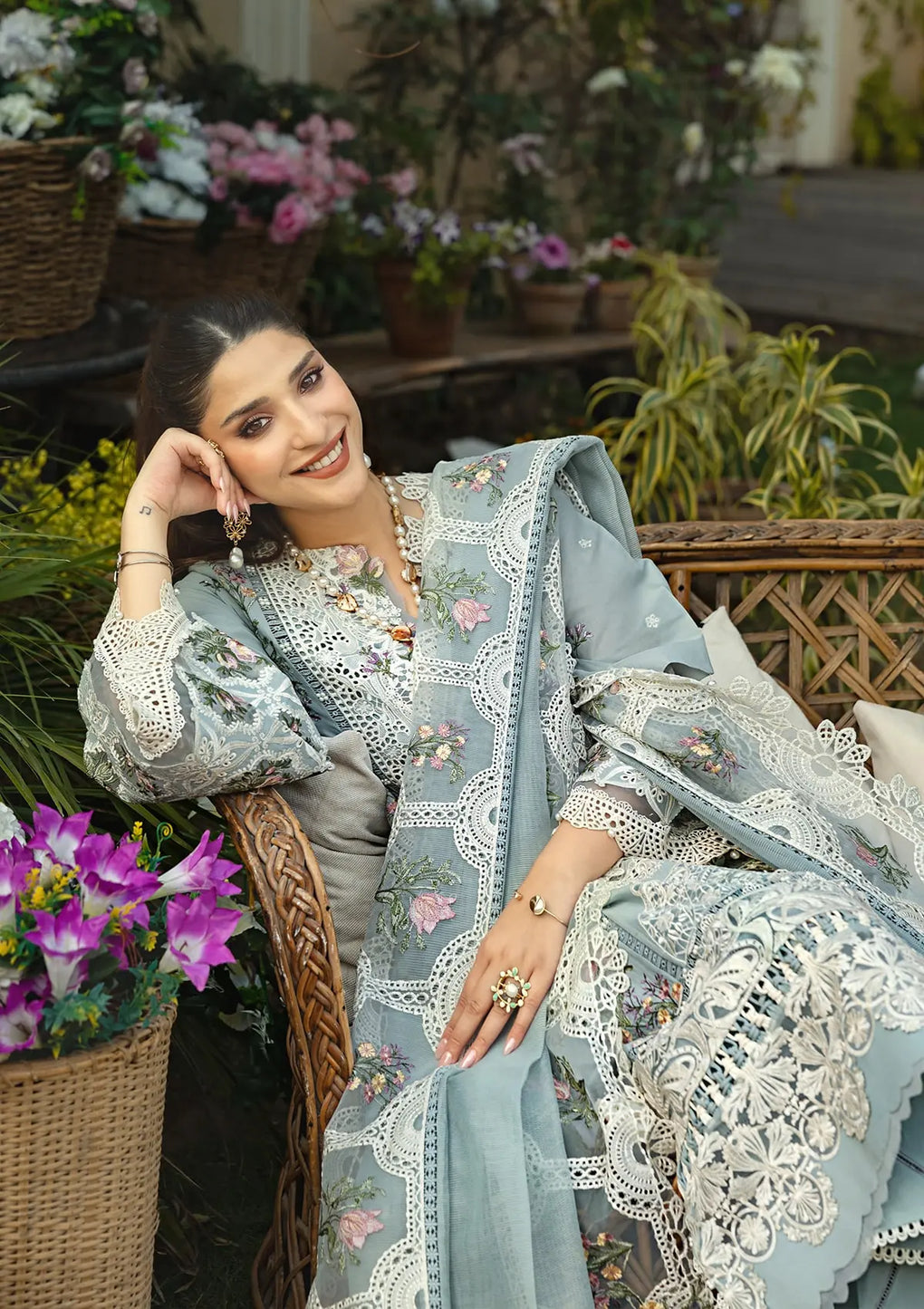 Elaf Premium | Luxury Lawn 25 | ELM-3B SAMAA - House Of Hania