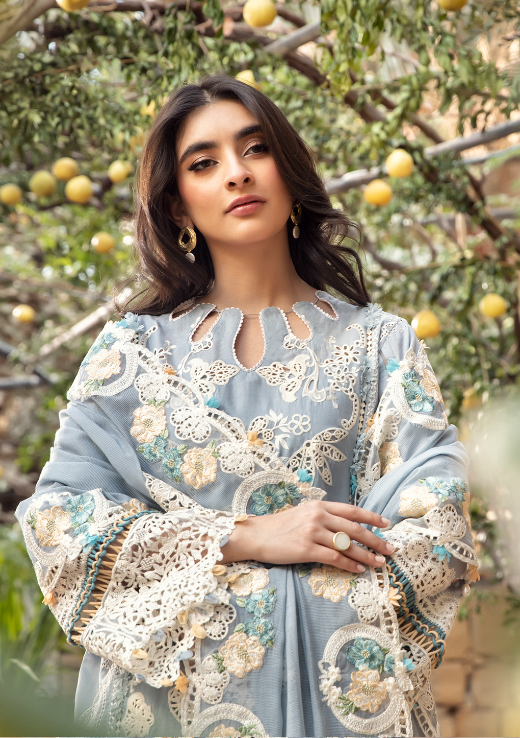 Elaf Premium | Luxury Lawn 25 | ELM-7B MAHVEEN - House Of Hania