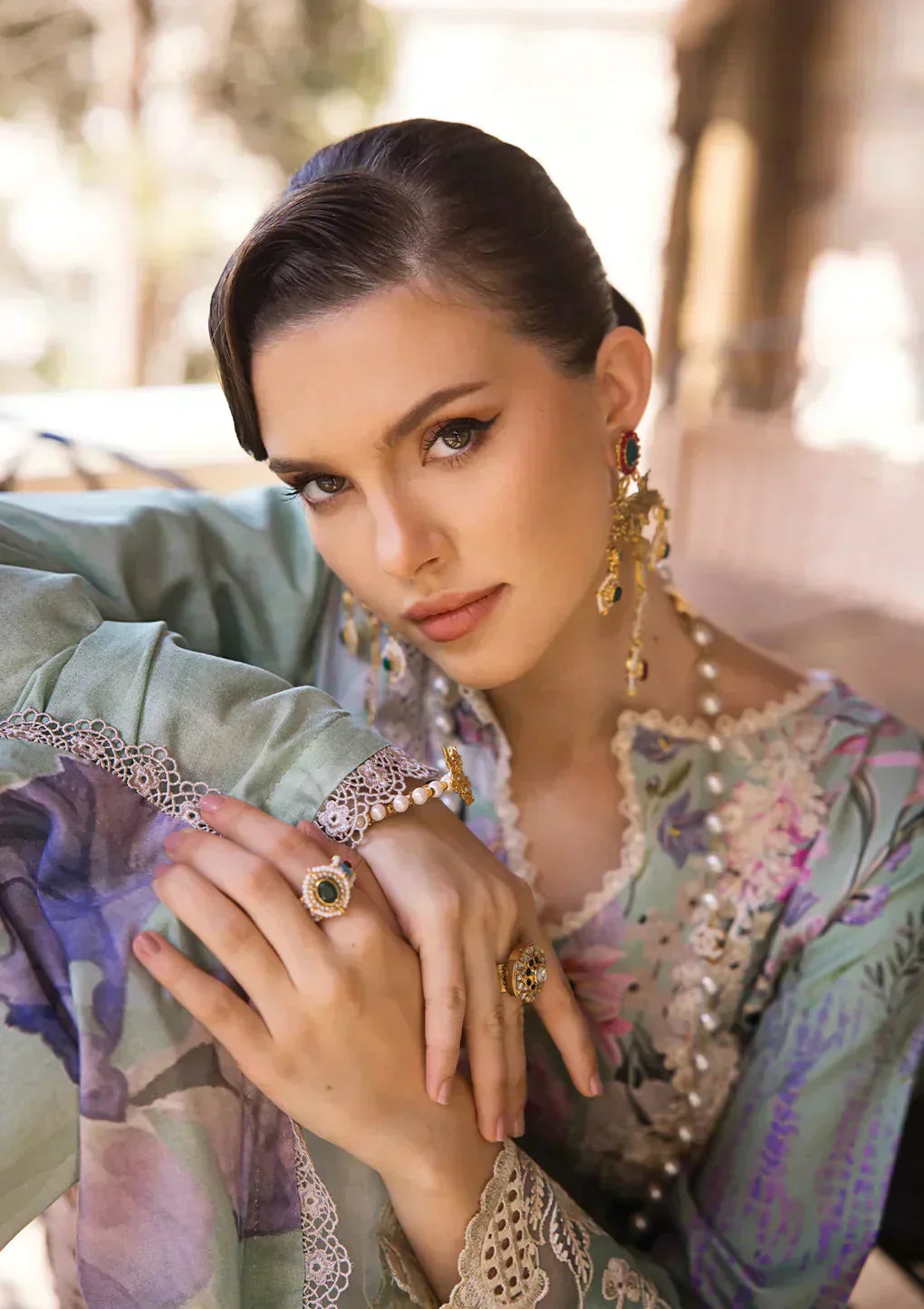 Elaf Premium | Print Chikankari 24 | ECT-03A OCEAN BLUE - House Of Hania