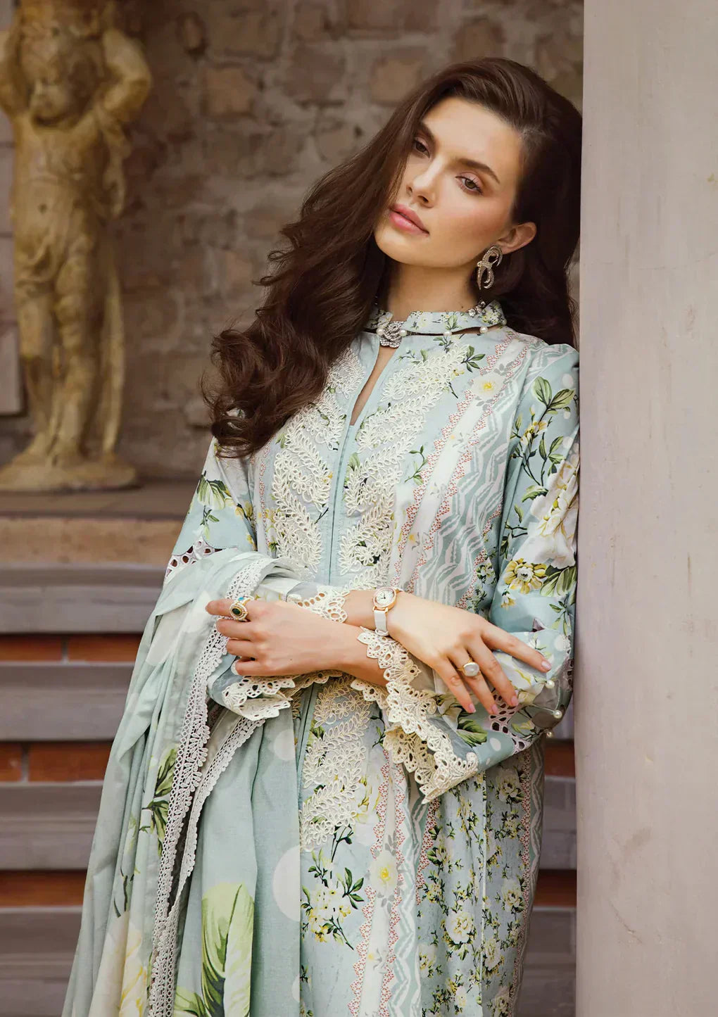 Elaf Premium | Print Chikankari 24 | ECT-05A WATERLILLY - House Of Hania