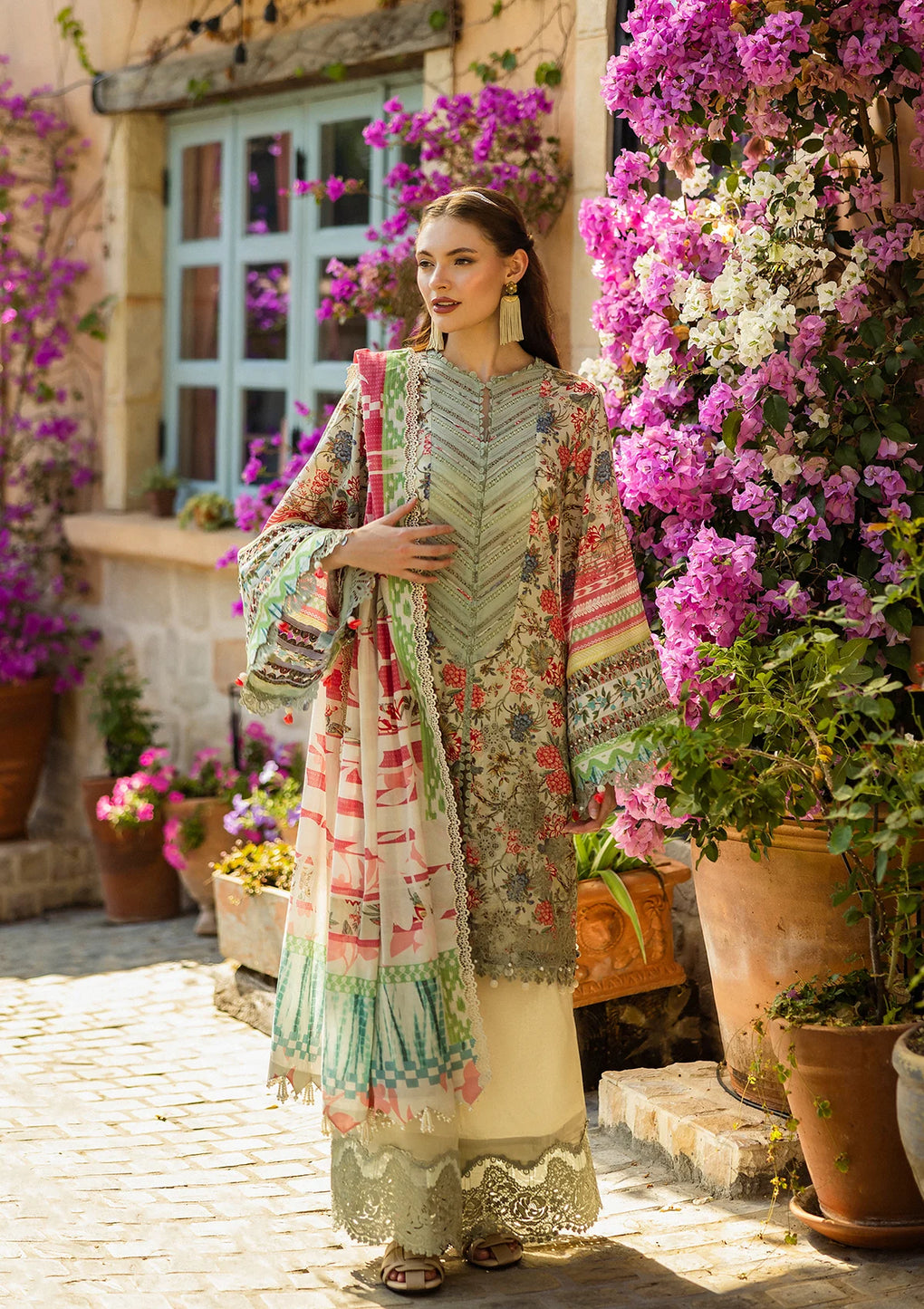Elaf Premium | Print Chikankari 25 | ELK-01B GIARDINO - House Of Hania