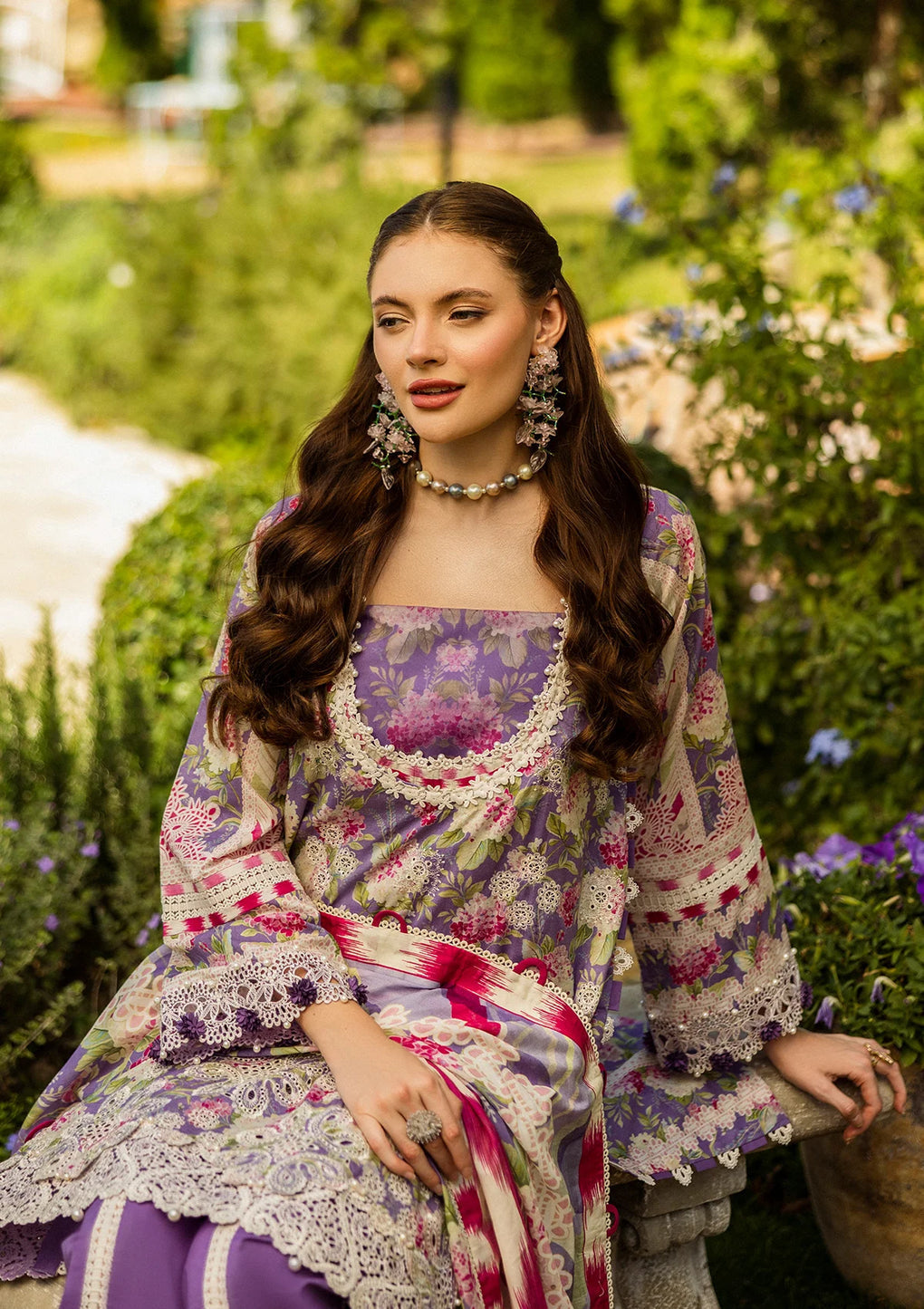 Elaf Premium | Print Chikankari 25 | ELK-02A PERIWINKLE - House Of Hania