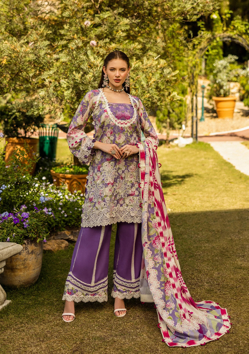 Elaf Premium | Print Chikankari 25 | ELK-02A PERIWINKLE - House Of Hania