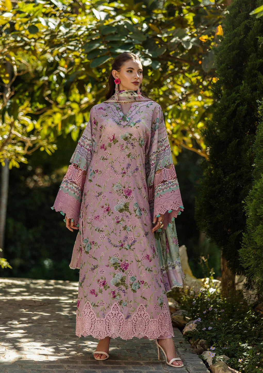 Elaf Premium | Print Chikankari 25 | ELK-03B PRINCESS ROSE - House Of Hania