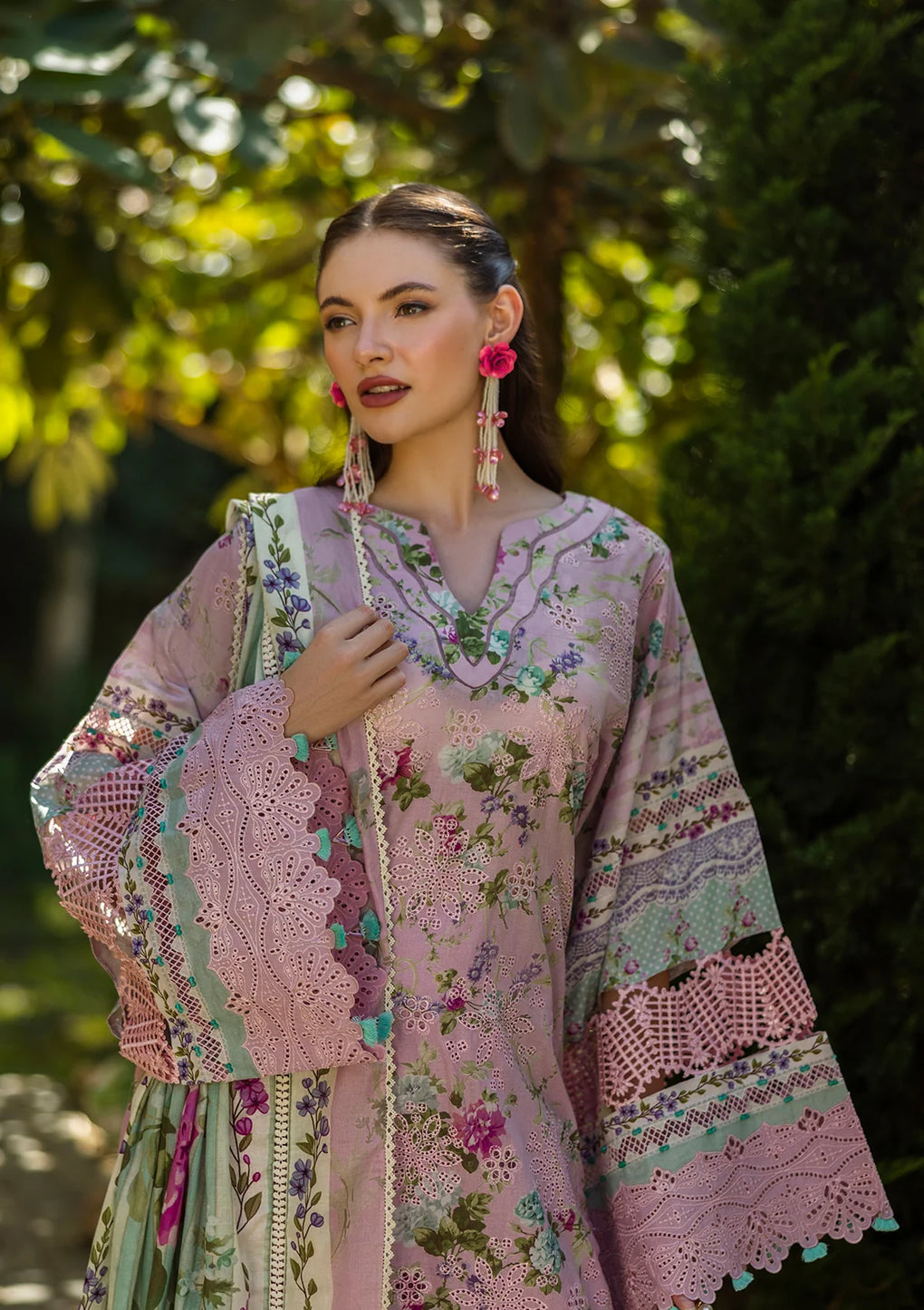 Elaf Premium | Print Chikankari 25 | ELK-03B PRINCESS ROSE - House Of Hania