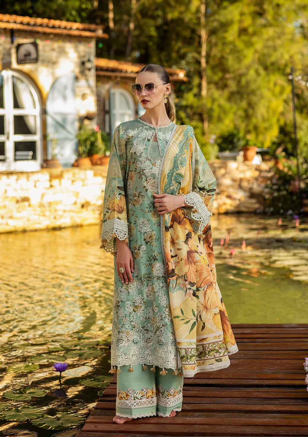 Elaf Premium | Print Chikankari 25 | ELK-06A PISTACHIO DREAMS - House Of Hania