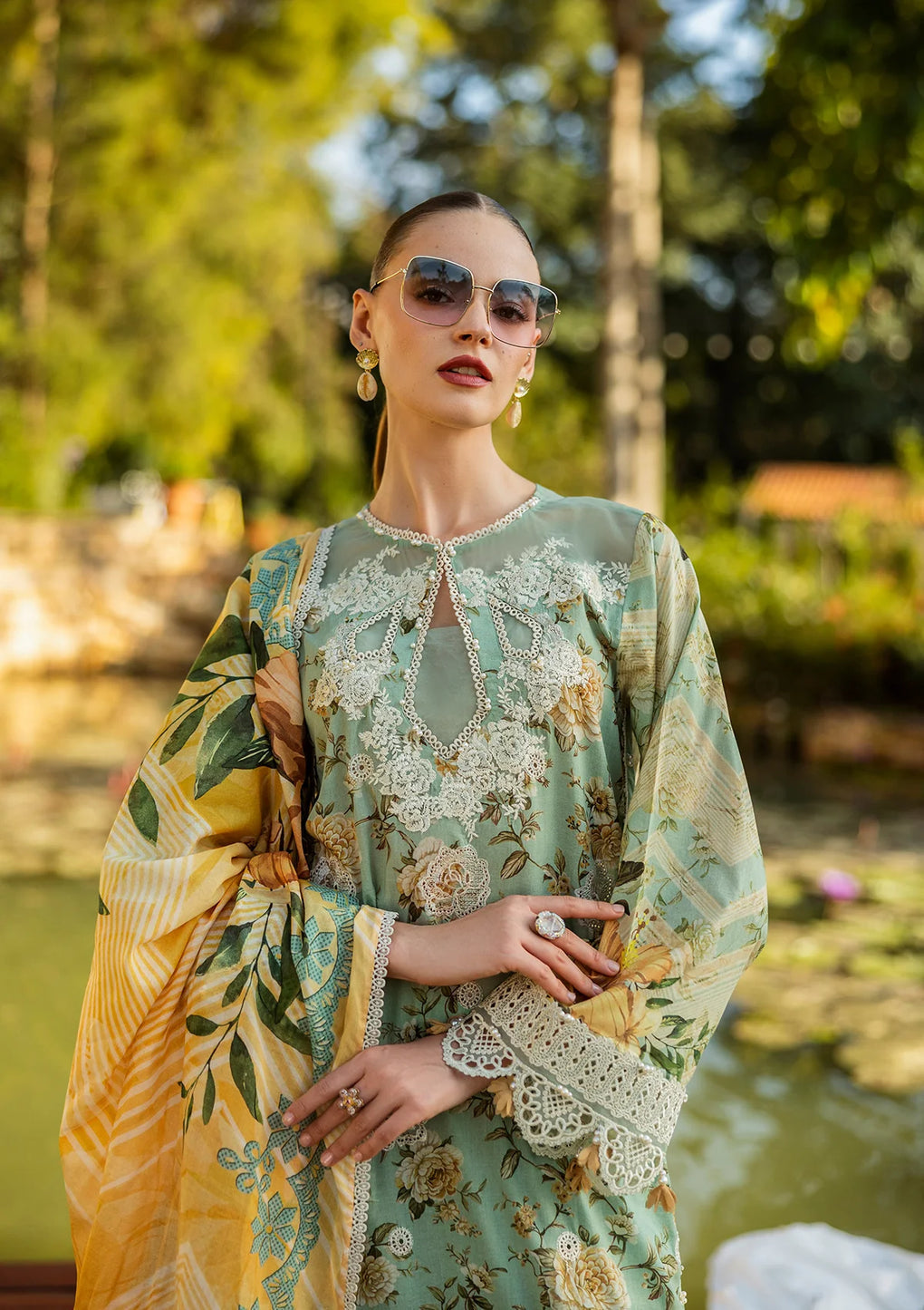 Elaf Premium | Print Chikankari 25 | ELK-06A PISTACHIO DREAMS - House Of Hania
