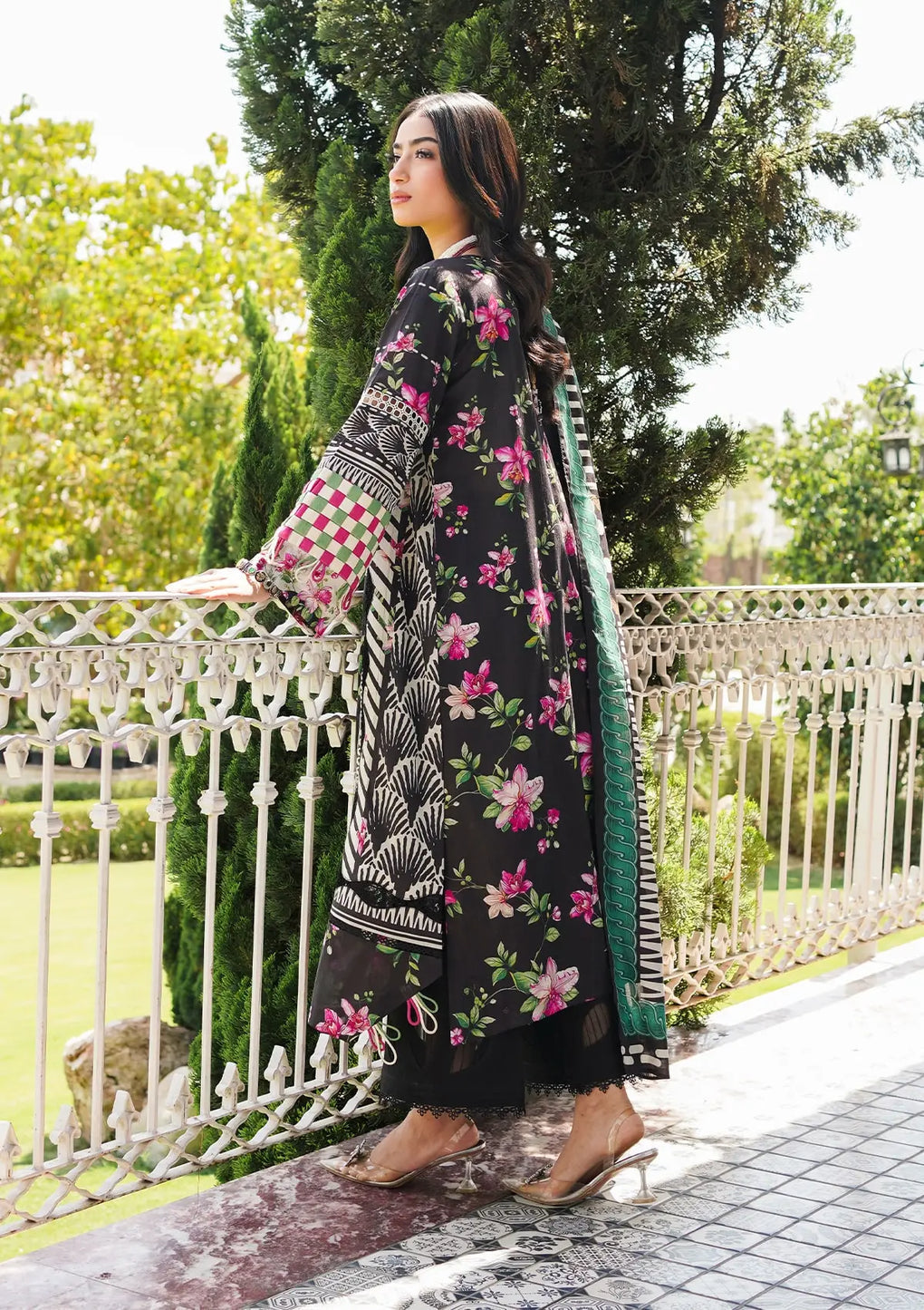 Elaf Premium | Printed Collection 24 | EEP-02A - Dark Floral - House Of Hania