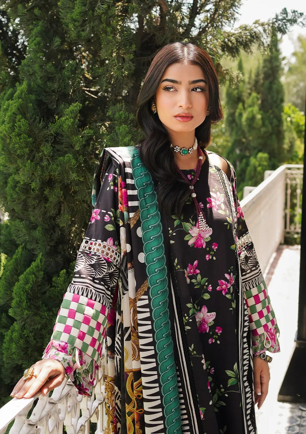 Elaf Premium | Printed Collection 24 | EEP-02A - Dark Floral - House Of Hania