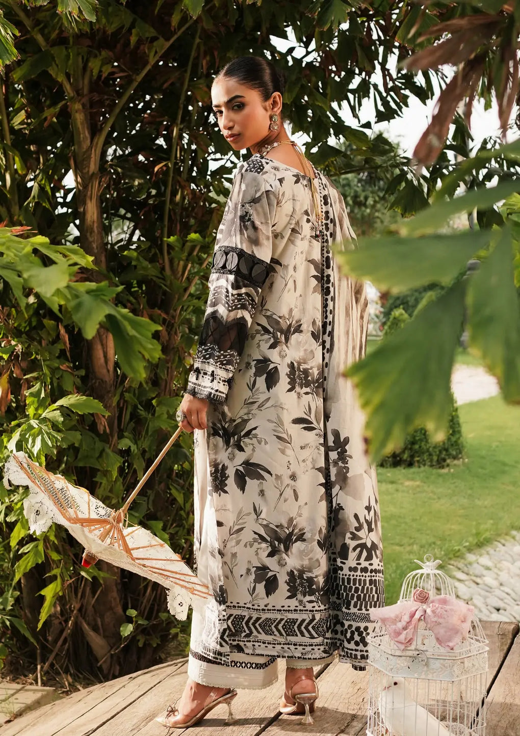 Elaf Premium | Printed Collection 24 | EEP-07B - Black Blossom - House Of Hania