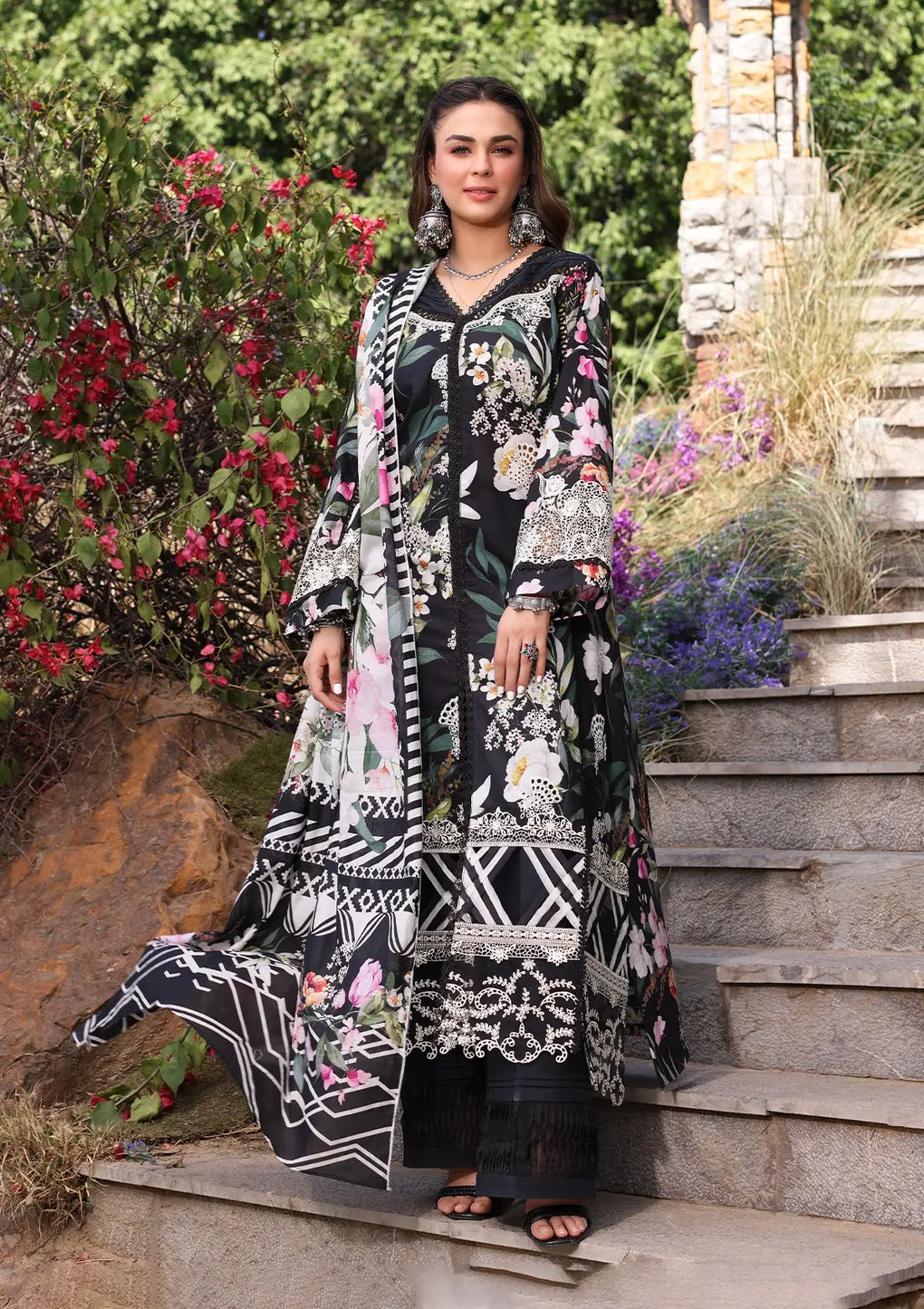 Elaf Premium | Prints Chikankari 24 | 02A NOIREE - House Of Hania