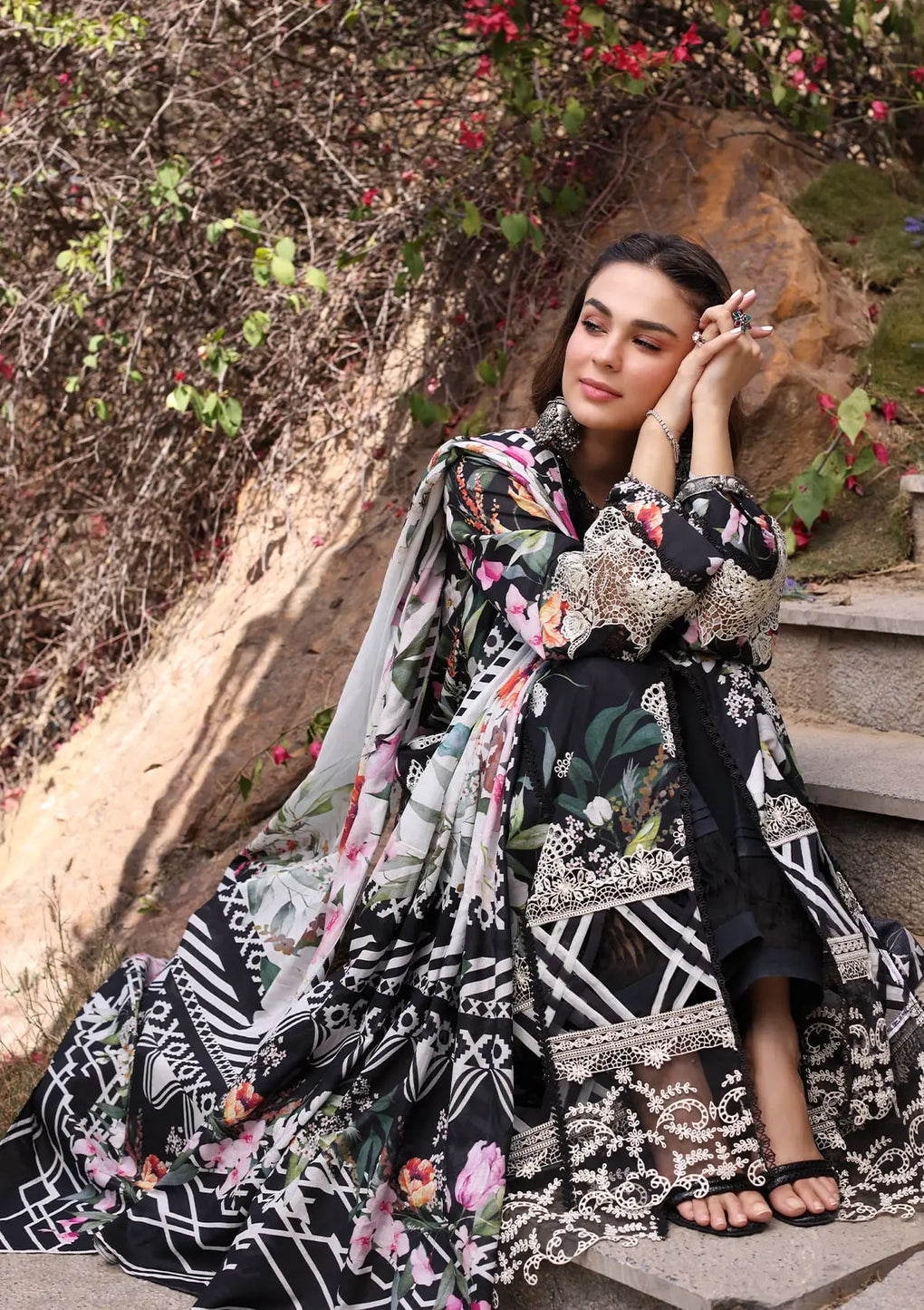 Elaf Premium | Prints Chikankari 24 | 02A NOIREE - House Of Hania