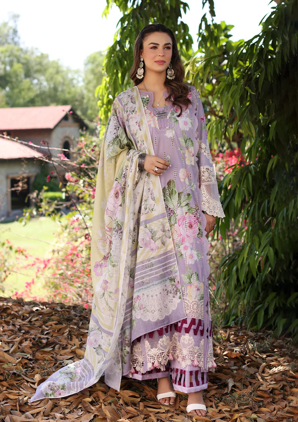 Elaf Premium | Prints Chikankari 24 | 03A LILAC L’AMOUR - House Of Hania
