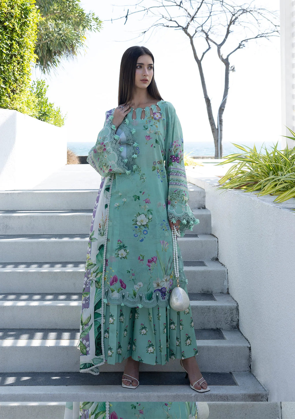 Elaf Premium | Prints Collection 26 | EPN-7A TEAL ME - House Of Hania
