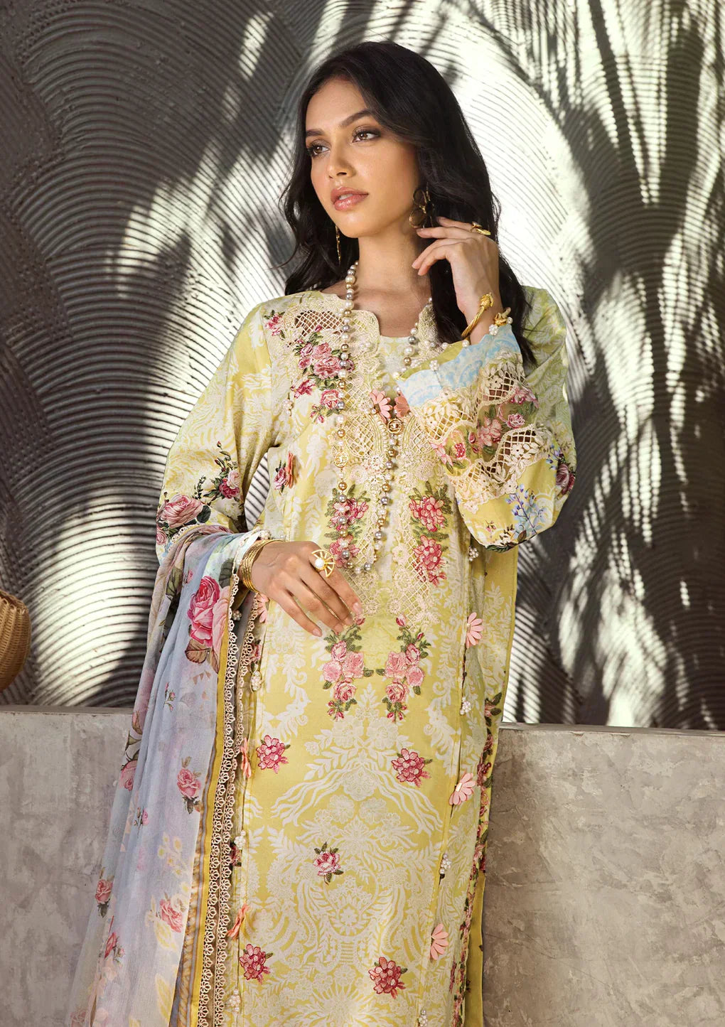 Elaf Premium | Signature Embroidered Lawn 24 | ESL-02A PIXIE DUST - House Of Hania