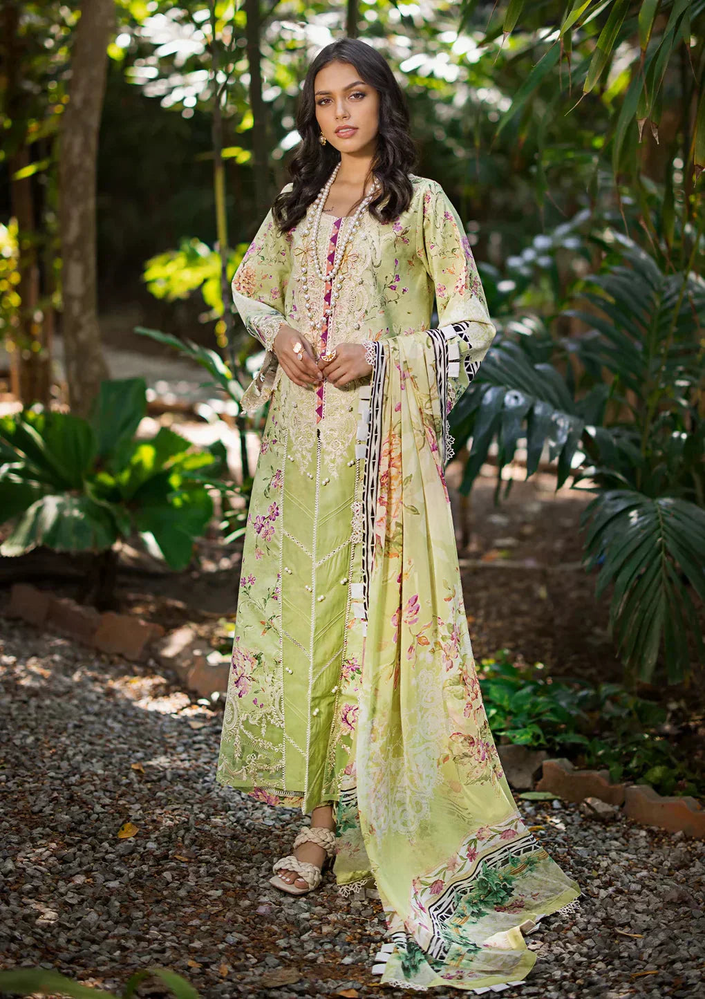 Elaf Premium | Signature Embroidered Lawn 24 | ESL-03B CLARISSE - House Of Hania
