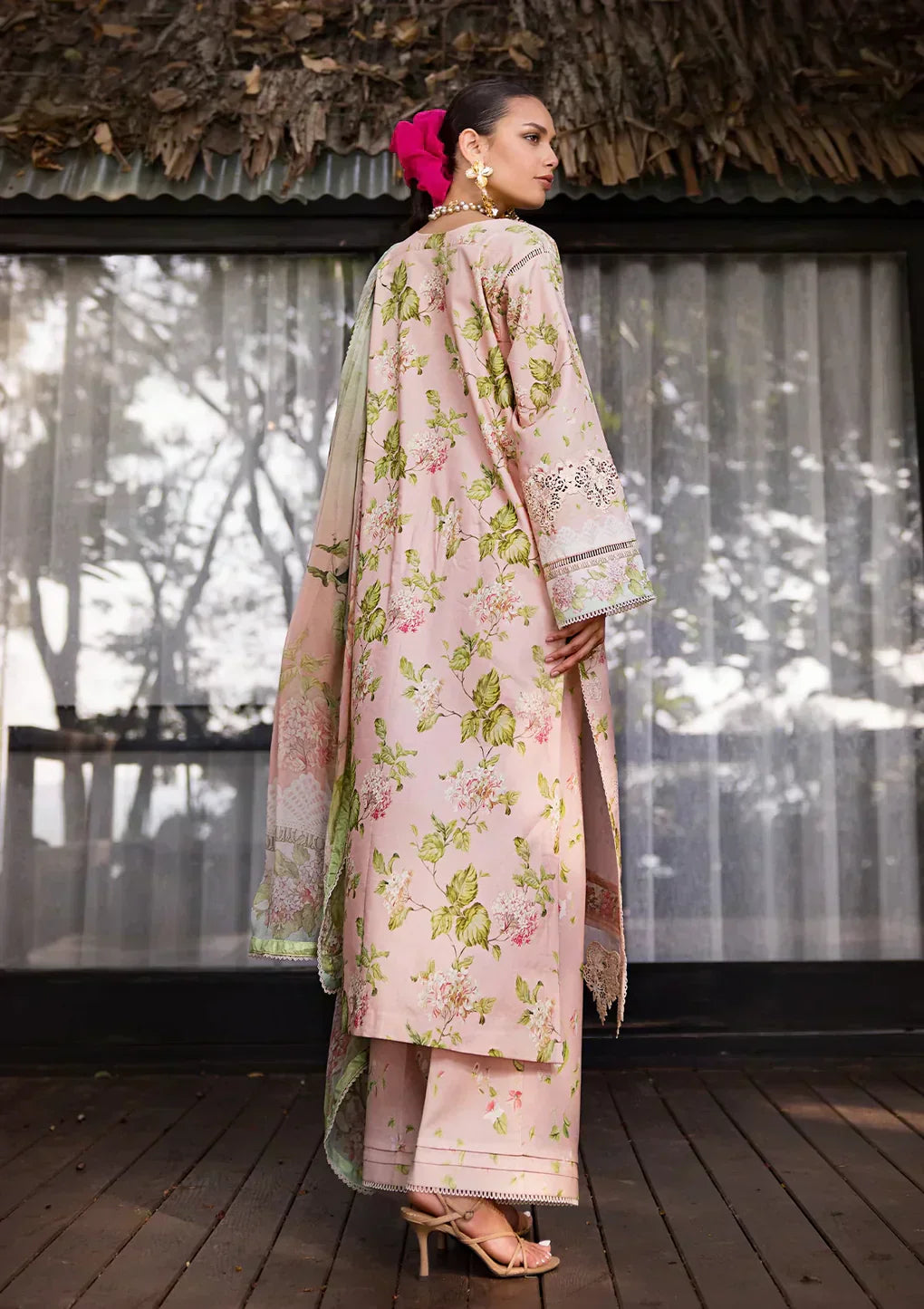 Elaf Premium | Signature Embroidered Lawn 24 | ESL-05B DELIGHT DRAPE - House Of Hania