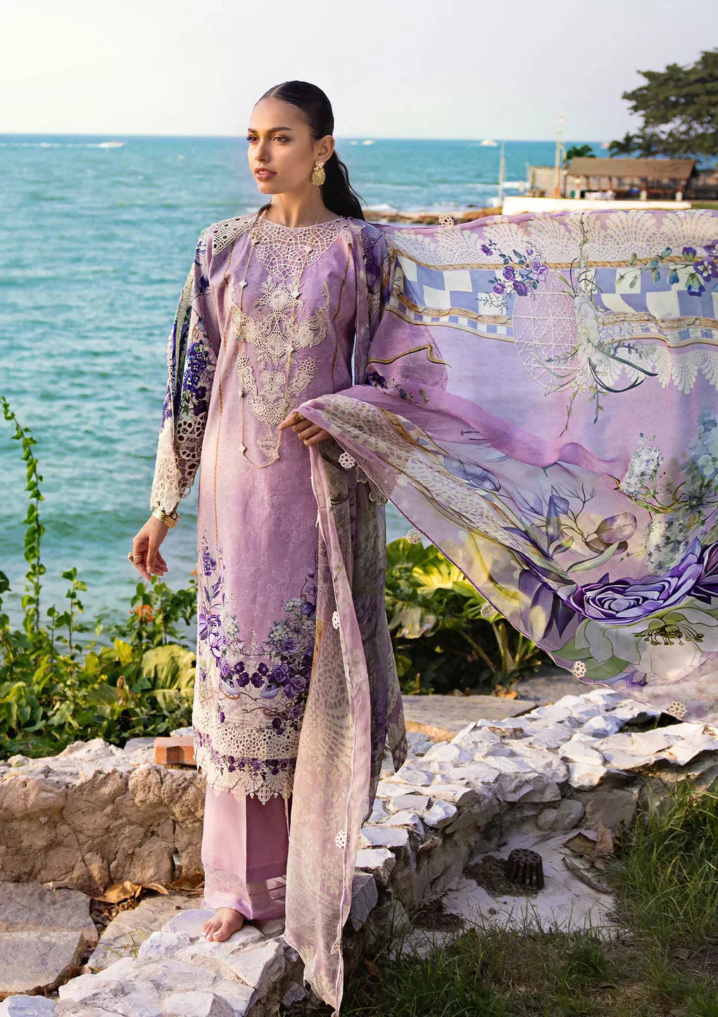 Elaf Premium | Signature Embroidered Lawn 24 | ESL-07A CUPID - House Of Hania