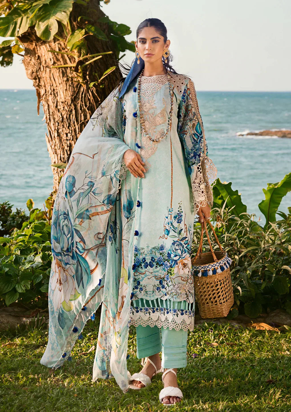 Elaf Premium | Signature Embroidered Lawn 24 | ESL-07B HEAVEN'S MIST - House Of Hania