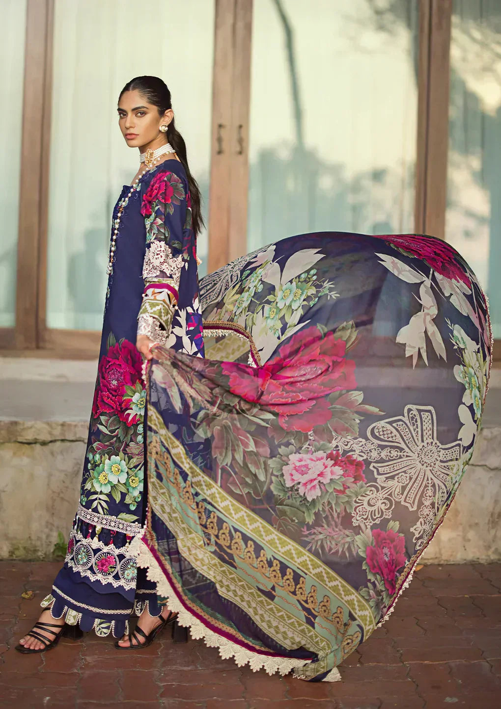 Elaf Premium | Signature Embroidered Lawn 24 | ESL-08A SINCLAIR - House Of Hania