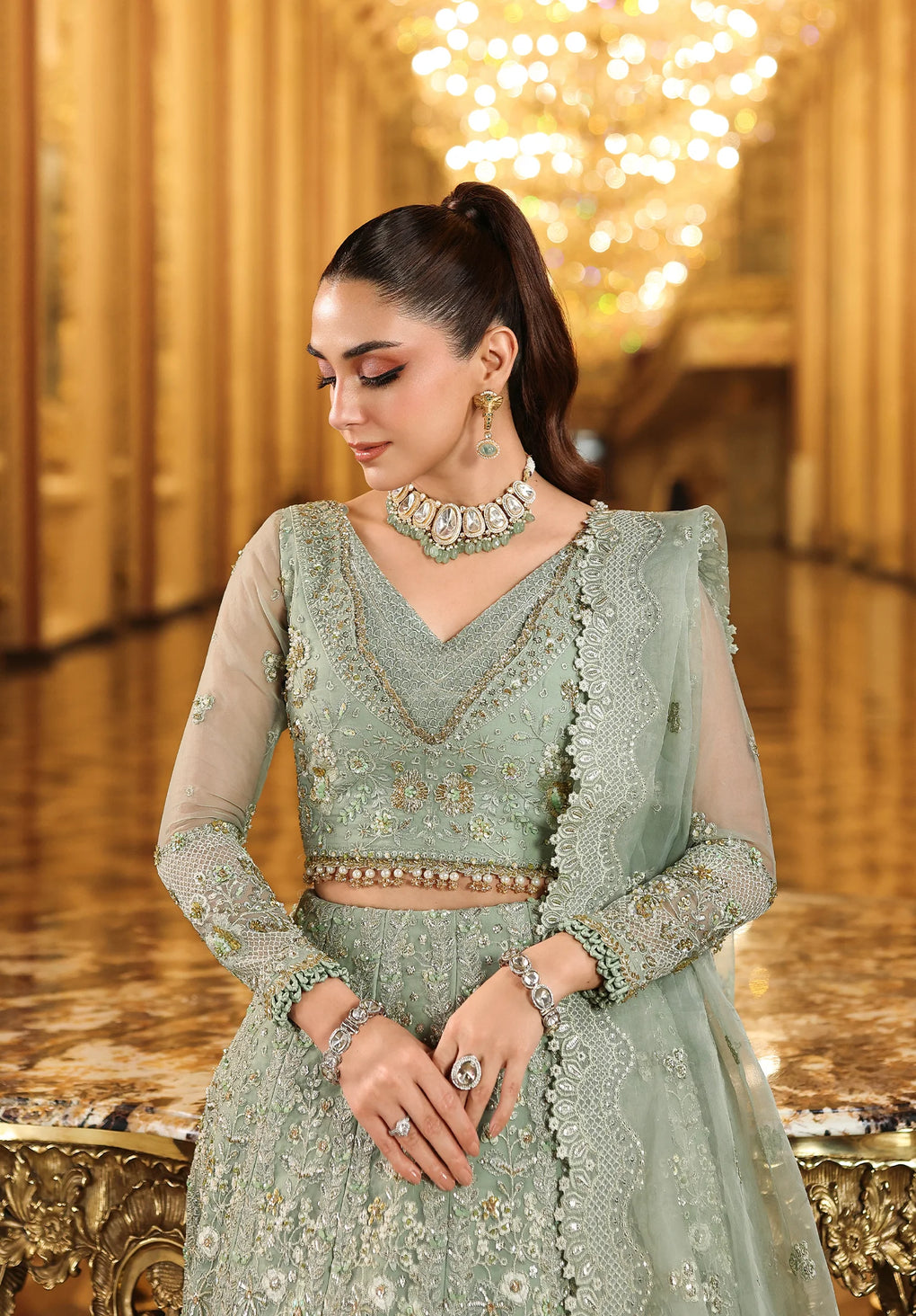 Elaf Premium | Stardom Formal Handwork 25 | ESH-03 LIME LIGHT - House Of Hania