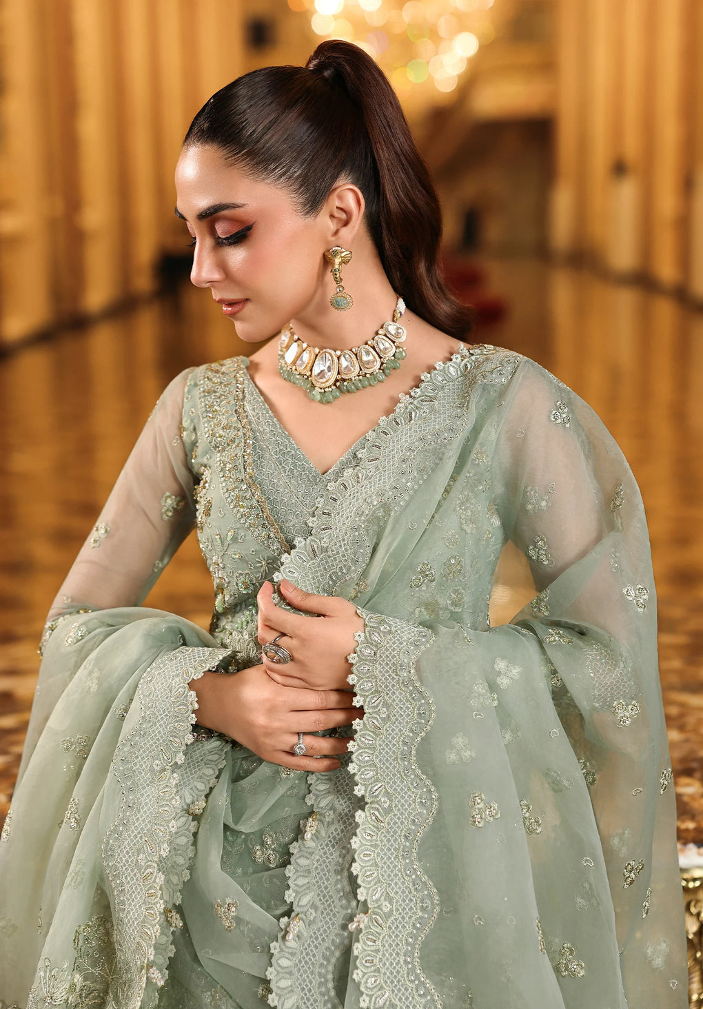Elaf Premium | Stardom Formal Handwork 25 | ESH-03 LIME LIGHT - House Of Hania