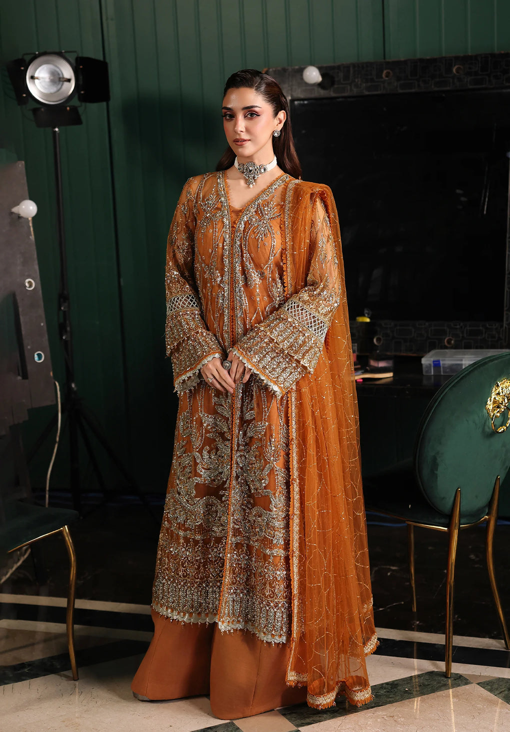 Elaf Premium | Stardom Formal Handwork 25 | ESH-09 SAFFRON - House Of Hania