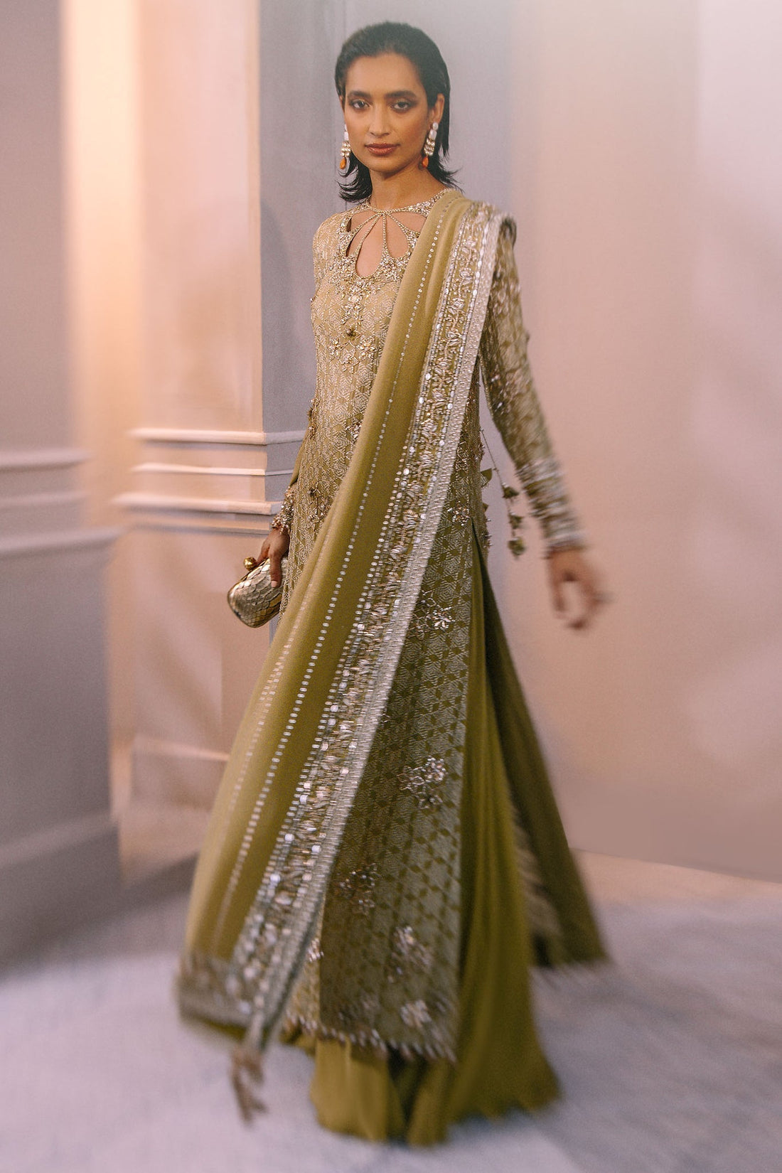 Elan | Demi Couture Onirique | ÉCLAT VERT (EP-20658) - House Of Hania