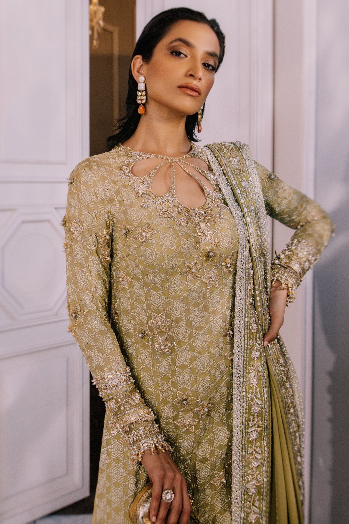 Elan | Demi Couture Onirique | ÉCLAT VERT (EP-20658) - House Of Hania