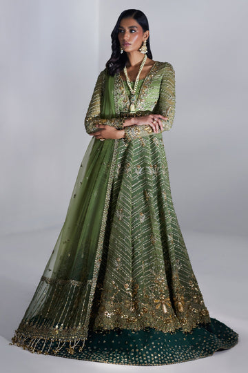 Elan | Luxury Wedding Wears | SCINTILLANT OLIVE (EP-20995) - House Of Hania