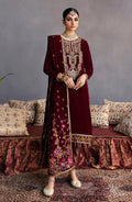 Emaan Adeel Makhmal Embroidered Velvet 3Pc Suit MK-02 ROSHANAY - House Of Hania
