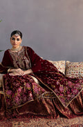 Emaan Adeel Makhmal Embroidered Velvet 3Pc Suit MK-02 ROSHANAY - House Of Hania